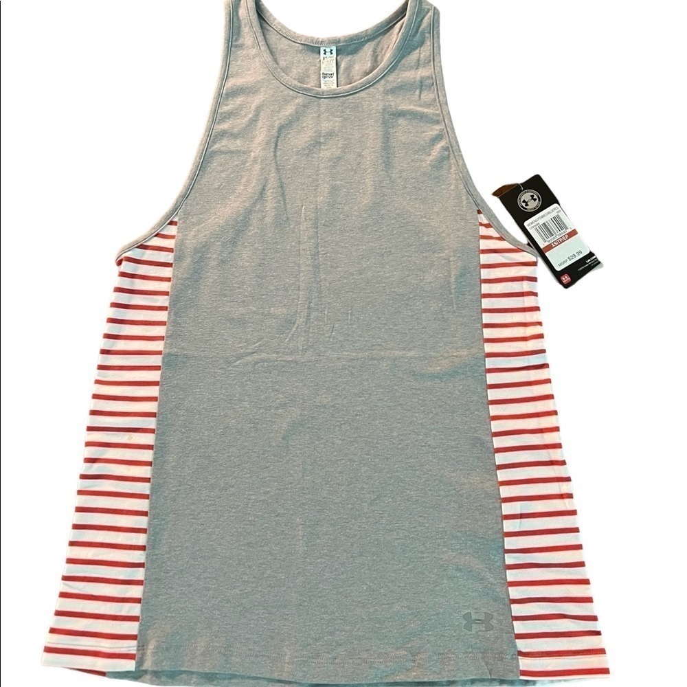 UNDER ARMOUR WOMENS GRAY AND RED RACERBACK TANK TOP SIZE XS NWT